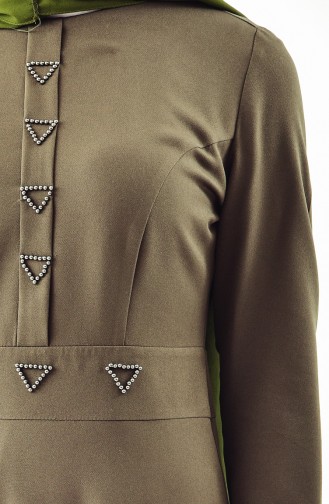 Robe Détail Perles 0049-01 Khaki 0049-01