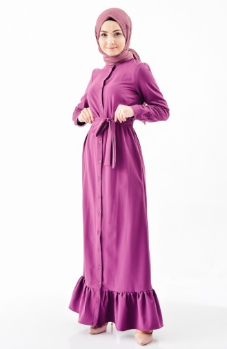 Buttoned Belted Dress 4433A-04 Light Purple 4433A-04