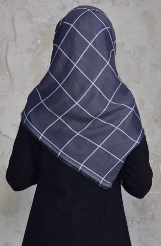 Square Patterned Cotton Scarf 901424-10 Smoke-coloured 901424-10