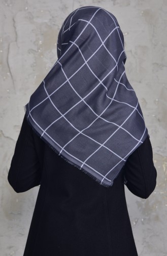Square Patterned Cotton Scarf 901424-10 Smoke-coloured 901424-10