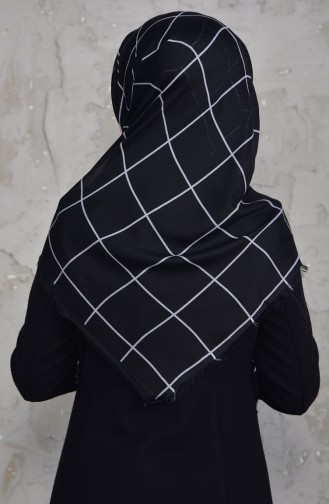 Square Patterned Cotton Scarf 901424-16 Black Gray 901424-16