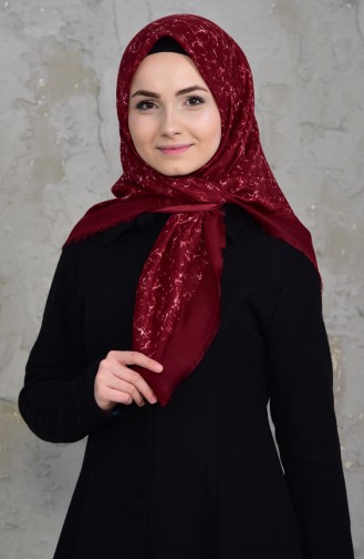 Patterned Cotton Scarf 901425-13 Claret Red 901425-13
