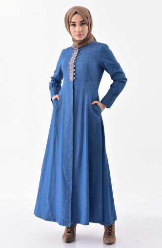 Abaya Jean Bordée 9257-02 Bleu Jean 9257-02