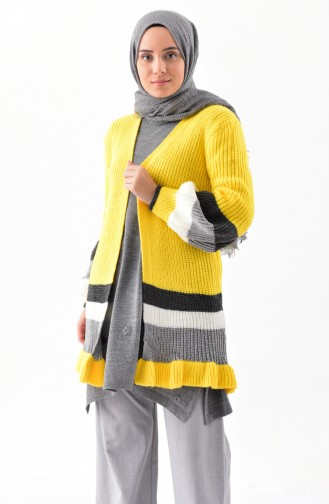 Balloon Sleeve Tricot Cardigan 8008-04 Yellow 8008-04