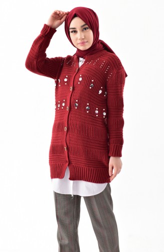 Knitwear Pearl Cardigan 8015-05 Claret Red 8015-05