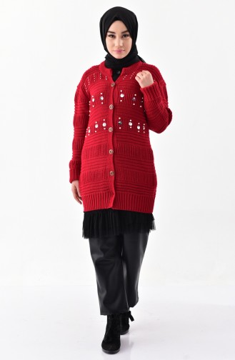 Knitwear Pearl Cardigan 8015-07 Red 8015-07
