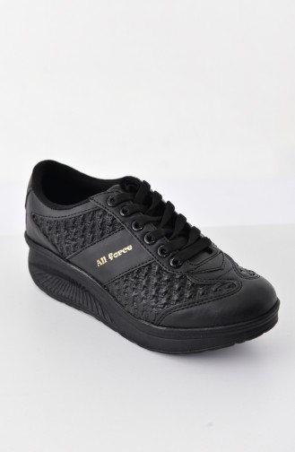 اول فورس حذاء رياضي نسائي 0110-01 لون أسود جلد 0110-01