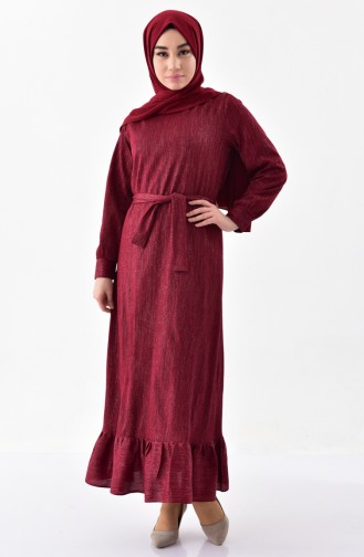 Claret Red Hijab Dress 4258-01
