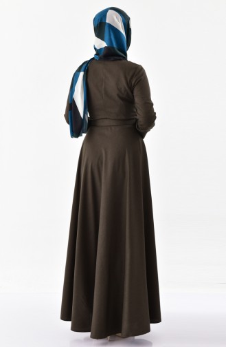 بورون فستان بتصميم حزام للخصر 81645-04 لون اخضر كاكي 81645-04