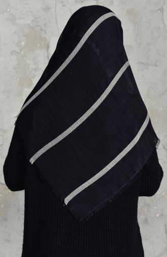 Striped Flamed Cotton Scarf 2159-01 Black 2159-01