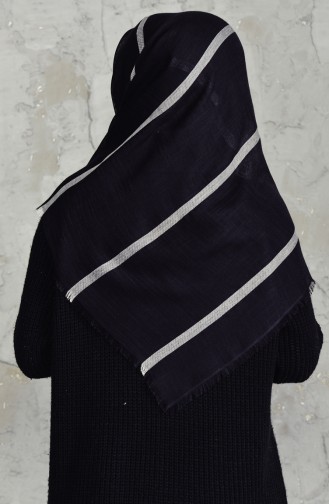 Striped Flamed Cotton Scarf 2159-01 Black 2159-01