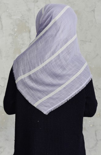 Çizgili Flamlı Cotton Eşarp 2159-02 Gri