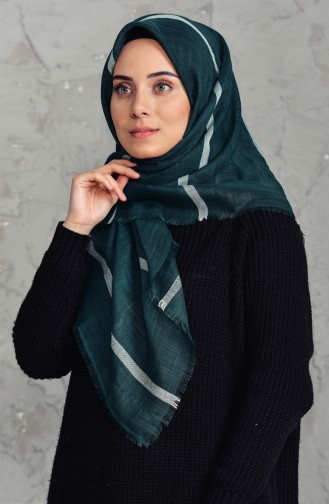 Striped Flamed Cotton Scarf 2159-03 Emerald Green 2159-03