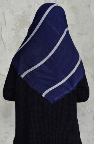 Striped Flamed Cotton Scarf 2159-04 Navy Blue 2159-04
