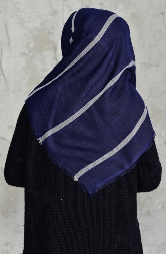 Striped Flamed Cotton Scarf 2159-04 Navy Blue 2159-04