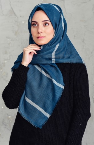 Striped Flamed Cotton Scarf 2159-06 Petrol 2159-06