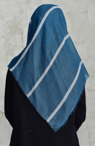 Striped Flamed Cotton Scarf 2159-06 Petrol 2159-06