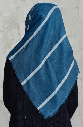 Striped Flamed Cotton Scarf 2159-06 Petrol 2159-06