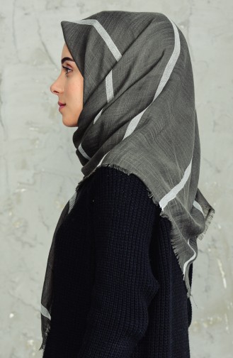 Çizgili Flamlı Cotton Eşarp 2159-09 Haki 2159-09