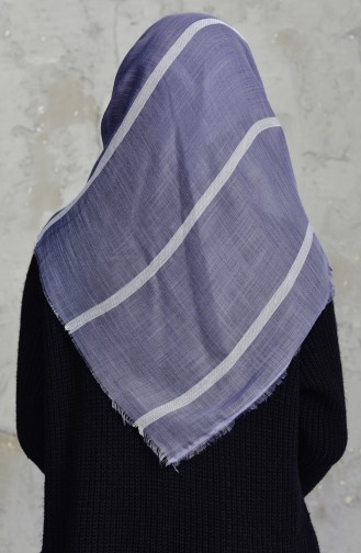 Çizgili Flamlı Cotton Eşarp 2159-15 Füme 2159-15