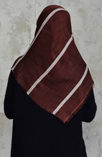 Striped Flamed Cotton Scarf 2159-16 Brown 2159-16