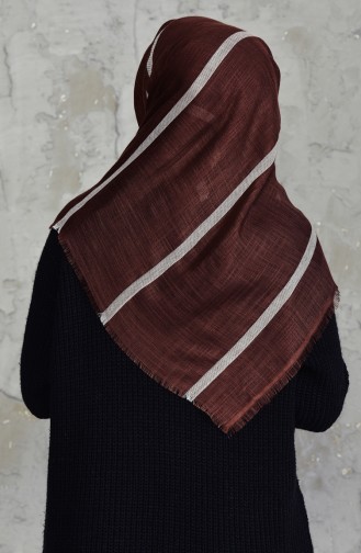 Striped Flamed Cotton Scarf 2159-16 Brown 2159-16