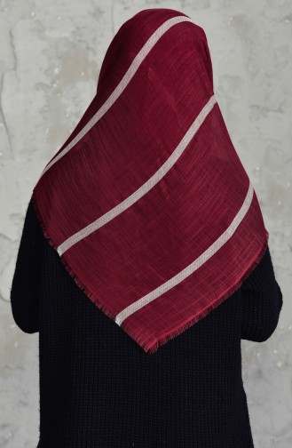 Striped Flamed Cotton Scarf  2159-19 Claret Red 2159-19