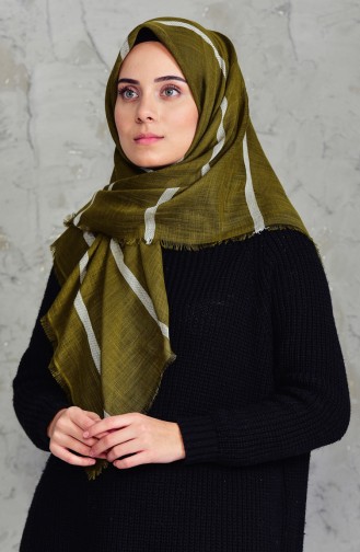 Striped Flamed Cotton Scarf  2159-20 Light Khaki Green 2159-20