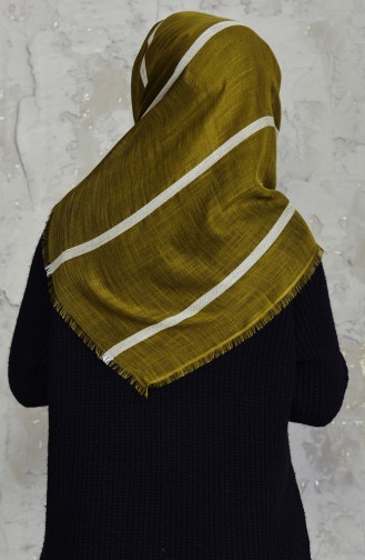 Striped Flamed Cotton Scarf  2159-20 Light Khaki Green 2159-20