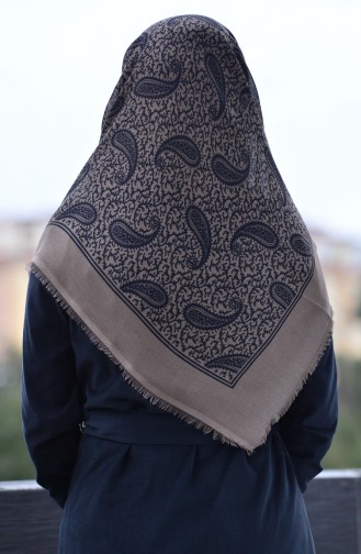Patterned Cotton Scarf 901426-01 Milky Coffee Colour 901426-01