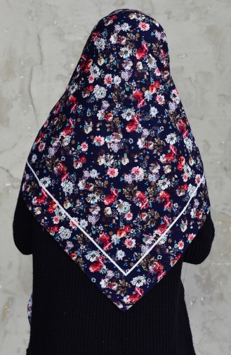 Floral Cotton Shawl 001-670-07 Navy 001-670-07