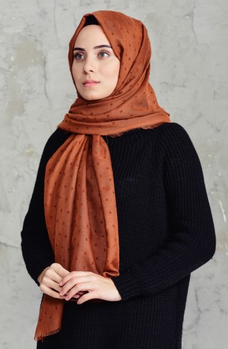 Schal mit Pompon  19042-24 Zimtfarbe 19042-24