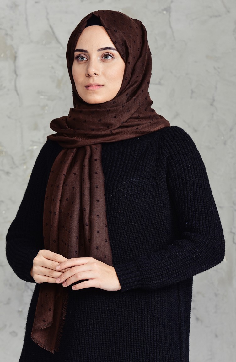 Ponponlu Şal 1904225 Acı Kahve Sefamerve