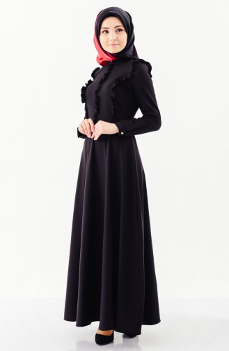 Schwarz Hijab Kleider 4044-04