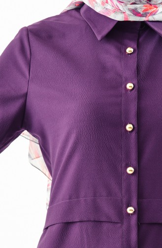 Buglem Buttoned Asymmetric Tunic 1189-03 Purple 1189-03