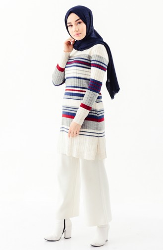 Knitwear Striped Tunic 2130-02 Cream 2130-02
