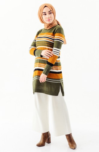 Knitwear Striped Tunic 2130-03 Khaki 2130-03