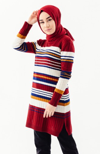 Knitwear Striped Tunic 2130-05 Claret Red 2130-05
