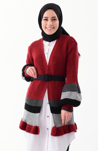 Balon Kol Triko Hırka 8008-06 Bordo