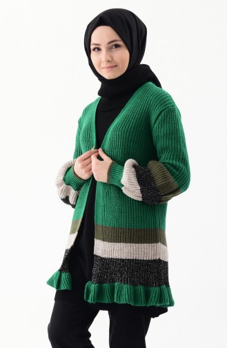 Balloon Sleeve Knitwear Cardigan 8008-09 Emerald Green 8008-09