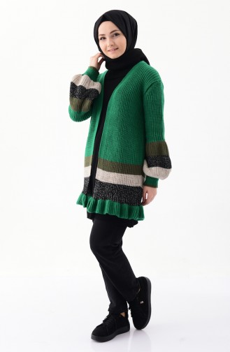 Balloon Sleeve Knitwear Cardigan 8008-09 Emerald Green 8008-09