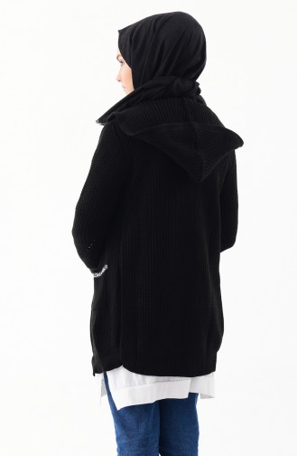 Knitwear Hooded Cardigan 8048-02 Black 8048-02
