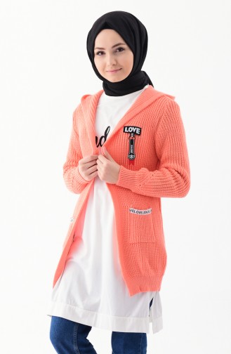 Knitwear Hooded Cardigan 8048-03 Salmon 8048-03