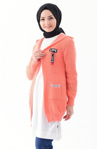 Knitwear Hooded Cardigan 8048-03 Salmon 8048-03