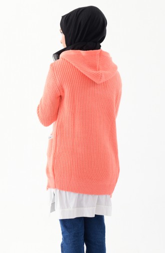 Knitwear Hooded Cardigan 8048-03 Salmon 8048-03