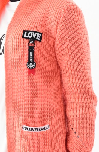 Knitwear Hooded Cardigan 8048-03 Salmon 8048-03