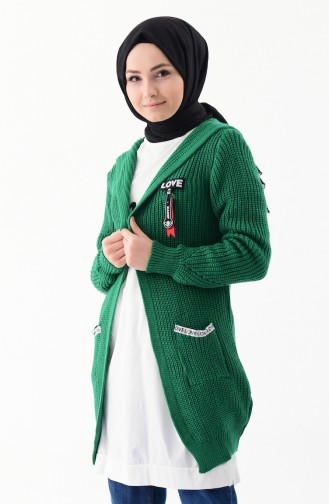 Knitwear Hooded Cardigan 8048-04 Green 8048-04