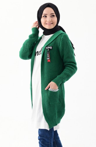 Gilet Tricot a Capuche 8048-04 Vert 8048-04