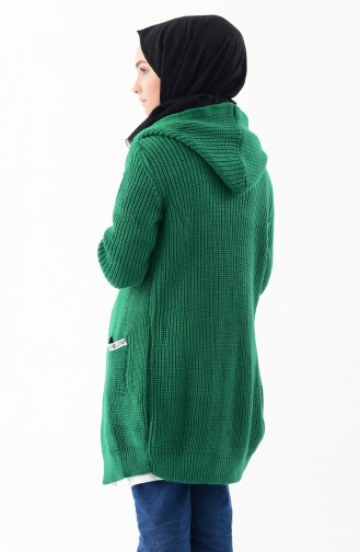 Gilet Tricot a Capuche 8048-04 Vert 8048-04