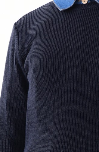 Crew-neck Knitwear Sweater 8090-05 Navy Blue 8090-05